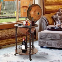 HOMCOM Mappamondo Bar, Minibar da Casa, Mappamondo Portabottiglie e Porta Liquori in Legno con 3 Ruote Ф47x90cm(m-10)