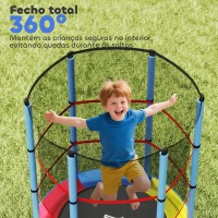 HOMCOM Trampolim Infantil Ø140x190 cm Trampolim para Crianças de 3-6 Anos com Rede de Segurança Carga 45 kg para Interior Azul(m-7)
