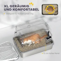 PawHut Katzentoilette, Edelstahl, XL-Innenraum, mit Schaufel, Hellgrau(m-6)