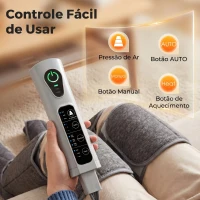 HOMCOM Massajador de Pernas com Calor e Compressão 3 Modos Automáticos e 3 Intensidades Cinzento(m-7)