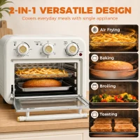 HOMCOM Air Fryer Toaster Oven, Convection Countertop Oven, with Adjustable Temperature and Timer, 12 L, Cream White(m-5)
