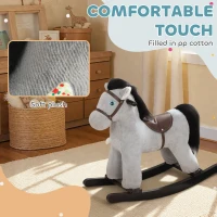 AIYAPLAY Baby Rocking Horse, Plush Ride on Toy with Handle Grip, Sound and Doll, Toddler Animal Rocker for Kids Aged 2-5, Grey(m-6)