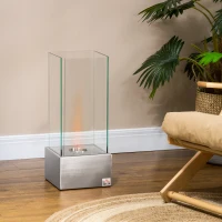 HOMCOM Cheminée éthanol à Poser Cheminée Portable à table avec réservoir 0,4 L Couverture 15 m² - dim. 25L x 25l x 60H cm(m-10)
