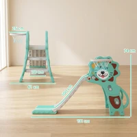 AIYAPLAY Baby Slide with Basketball Hoop, Climber, Easy to Assemble Kids Slide for Indoor Use, for Ages 18-36 Months - Blue(m-3)