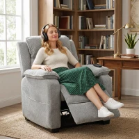 HOMCOM Power Recliner Armchair with Massage and Heat, Electric Reclining Chair with Wide Spring Seat, Light Grey(m-8)