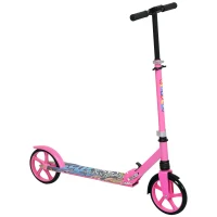 AIYAPLAY Foldable Kids Scooter with Adjustable Handlebar, 200mm Big Wheel, Rear Fender Brake, for Ages 6-12 Years, Pink(m-1)