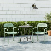 Outsunny Gartenstühle 2er Set Stapelbare Terrassenstühle mit Lamelldesign Armlehnen 56 x 58 x 78 cm Grün(m-2)