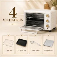 HOMCOM 21L Mini Countertop Oven, 100°C-230°C Adjustable Temperature, White(m-6)