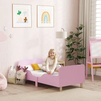 AIYAPLAY Kinderbettgestell, Einzelbettrahmen für Kinder, Schutzgitter, kleines Bett für Kinderzimmer, MDF, ohne Matratze, Rosa(m-2)