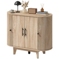 HOMCOM Buffet salon, meuble de rangement ovale avec 4 portes et étagère réglable, 90 x 40 x 76 cm, chêne(m-18)
