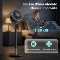 HOMCOM Ventilatore a Piantana a 8 Velocità con Telecomando, Display LED, Timer 12H, Altezza Regolabile, Grigio(m-5)