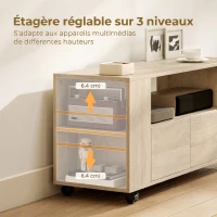 HOMCOM Meuble TV sur roulettes 102 cm, meuble télé pour téléviseur jusqu'à 42 pouces, 2 tiroirs, compartiments ouverts, naturel(m-6)