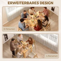 HOMCOM Esstisch Ausziehbar 70/140 x 80 cm Moderner Esszimmertisch für 4–6 Personen Platzsparend für Küche Esszimmer(m-4)
