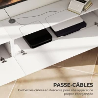 HOMCOM Meuble TV suspendu 180cm, meuble télé pour téléviseur 72 pouces, 2 portes rabattables, 180x25x22cm, blanc(m-6)