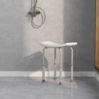 HOMCOM Tabouret de douche chaise de douche pour personnes âgées et handicapées, hauteur réglable, patins antidérapants, chaise de bain en alliage d'aluminium antirouille, blanc(m-9)
