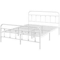 HOMCOM Double Minimalistic Metal Bed Frame - White(m-11)