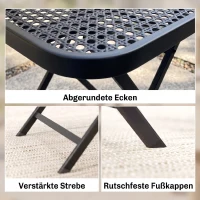 Outsunny Gartentisch klappbar 70 x70 cm, Wetterfest Balkontisch Klapptisch mit Ausschnitt-Design quadrarisch Schwarz(m-7)