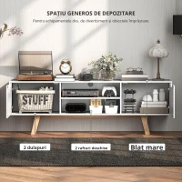 HOMCOM Suport TV cu sertare și rafturi deschise, MDF, 150 x 39 x 50 cm, Alb(m-5)
