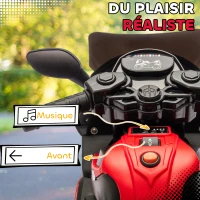 AIYAPLAY Moto électrique enfants 6 V, voiture électrique enfants avec roues d'entraînement, effets lumineux et sonores, rouge(m-4)