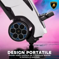 AIYAPLAY Macchina Elettrica per Bambini Licenza Lamborghini con Clacson e Telecomando, 101.5x49x43 cm, Bianca(m-5)