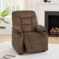 HOMCOM Cadeirão Relax Reclinável Elétrico com Calor Lombar, Massagem Vibratória, Motor Silencioso, Função Memória, Bolsos e USB, Castanho(m-9)