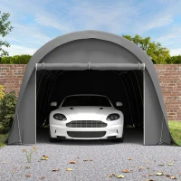 Outsunny Carport tente de garage 3,6 x 7,2 m abri voiture extérieur tente de stockage avec parois latérales amovibles, gris foncé(m-9)