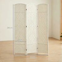 HOMCOM Paravent intérieur en bois 3 panneaux séparateur de pièce pliable pour salon chambre 135 x 180 cm blanc(m-3)
