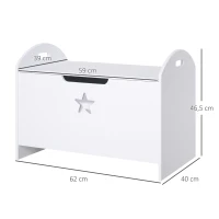 HOMCOM Spielzeugkiste aus Holz Sitzbank für Kinder Sitztruhe Aufbewahrungsbox für Kinderzimmer Bücher Spielzeug Spieltruhe für Kinder Sicherheitsscharnier Weiß 62 x 40 x 46,5 cm(m-3)
