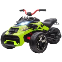 AIYAPLAY Quadricilo Elétrico para Crianças 12V com 2 Motores Velocidade até 5 km/h 3 Rodas Faróis Buzina Música 113x74x63 cm Verde(m-11)