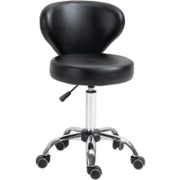 HOMCOM Salonkruk in Lederoptiek, Hoogte Verstelbaar, tot 120 kg, Stalen Frame, Zwart