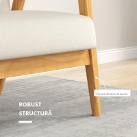 HOMCOM Canapea 3 locuri 115 cm canapea scandinavă cu spătar capitonat, șezut căptușit și cotiere, bej(m-6)