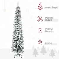 HOMCOM Brad de Crăciun înzăpezit cu 3 secțiuni și 490 de ramuri din metal și plastic, 54x54x210 cm, verde(m-4)