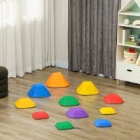 AIYAPLAY Balans-Rivierstenen voor Kinderen, 11 Delen, Antislip, Obstakelstenen voor Motorische Ontwikkeling, Kunststof, Bont(m-9)