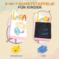 AIYAPLAY 2-in-1 Kinder Tekenezel met Whiteboard, Krijtbord en Opbergdozen, voor Kinderen van 3-8 Jaar, Roze(m-4)