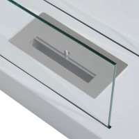HOMCOM Camino a Bioetanolo da Tavolo 830 W Bruciatori senza Residui Inodore In Acciaio Inox con Vetro 35x18x21 cm Bianco(m-9)