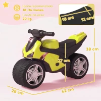 AIYAPLAY Bicicleta sem Pedais Tipo Mota com Música e Rodas Extra Largas para Crianças 18-36 Meses Verde(m-3)