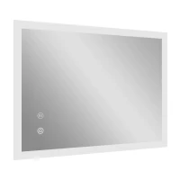 kleankin Specchio Bagno LED Antiappannamento con 3 Colori e Luminosità Regolabile, in Metallo e Vetro, 80x60x3 cm(m-11)