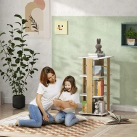 AIYAPLAY Estantería para Libros Infantil Librería Infantil con Ruedas Estantería Infantil con 3 Estantes Blanco y Natural(m-2)