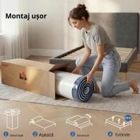HOMCOM Saltea 160x200 cm, saltea 2 persoane, spumă cu memorie infuzată cu ceai verde, husă detașabilă lavabilă, fermitate medie(m-4)