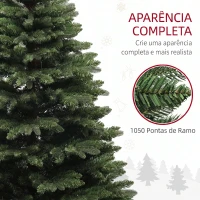 HOMCOM Árvore de Natal Artificial 180 cm com 1050 Ramos e Base de Aço Dobrável, Montagem Rápida, para Interior, Verde(m-6)