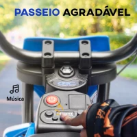AIYAPLAY Mota Elétrica Infantil 12V com Música, Velocidade 2,4-5 km/h, Rodas Auxiliares, 107x56x70 cm, Azul(m-7)