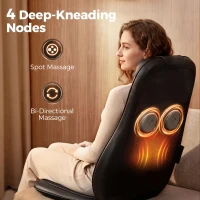 HOMCOM Back Massager with Heat, Deep Tissue Kneading Massage Chair with 3-Level Seat Vibration, Massage Chair Pad for Back Pain(m-5)