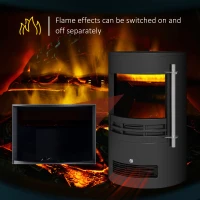 HOMCOM 1000W/2000W Freestanding Electric Fireplace, Indoor Heater Fire Stove with Log Burner Effect Flame, Thermostat Control(m-4)