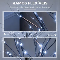 HOMCOM Árvore de Vidoeiro Artificial 150 cm com 96 LEDs Branco Frio, Neve Artificial, Base Metálica e Decoração de Natal Castanha(m-6)