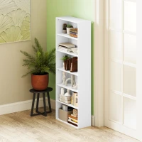HOMCOM Bibliothèque étagère de rangement 6 niveaux avec étagères réglables pour salon, chambre, bureau, 60x24x158,5cm, blanc(m-7)