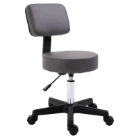 HOMCOM Beautician's Swivel Salon Chair w/ Padded Seat Back 5 Wheels Adjustable Height Salon Hairdressers Tattoo Spa Rolling Cushion Professional 35cm Grey(m-10)