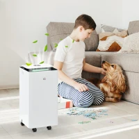 HOMCOM Deumidificatore da 12L in ABS con 5 Modalità, 2 Velocità e Timer da 24h, 25x25x50.5 cm, Bianco e Nero(m-10)