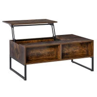 HOMCOM Salontafel Woonkamertafel Koffietafel met Verstelbaar Blad Spaanplaat Bruin 100 x 60 x 44 cm(m-1)