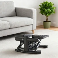 SPORTNOW Mini stepper fitness disque de torsion de la taille 2 en 1 écran LCD, hauteur réglable, 100 kg, 42 x 34 x 22 cm, noir(m-9)