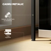 HOMCOM Suport Extensibil pentru Cuptorul cu Microunde cu 2 Nivele și 3 Gănci, din Metal, 39.5-64x32x47.5 cm, Negru(m-6)